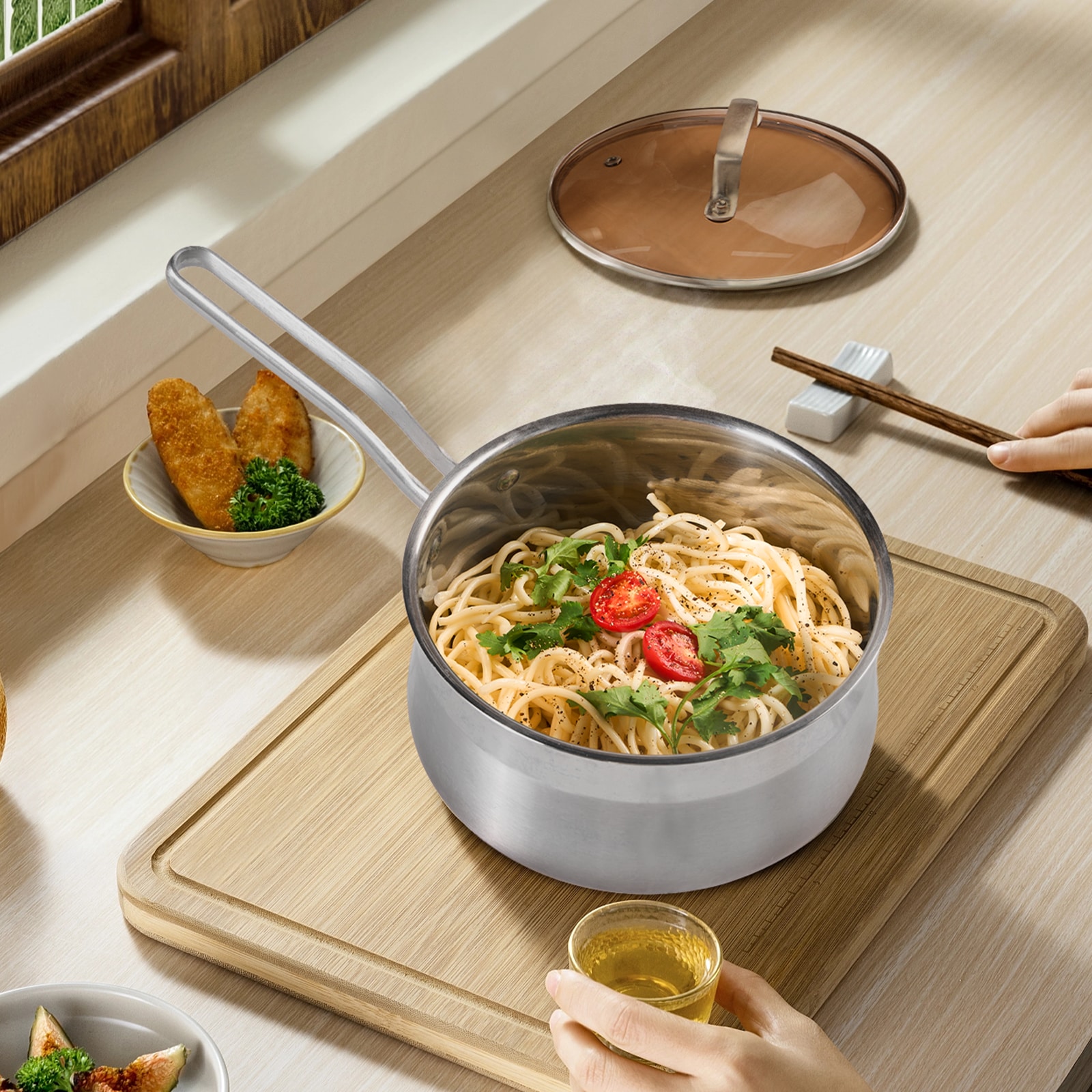 WANGYUANJI Non-Stick Stainless Steel Saucepan With Lid, 2.85QT Small Soup Pot For All Stoves, Oven Save, Dishwasher Safe_voghion.com